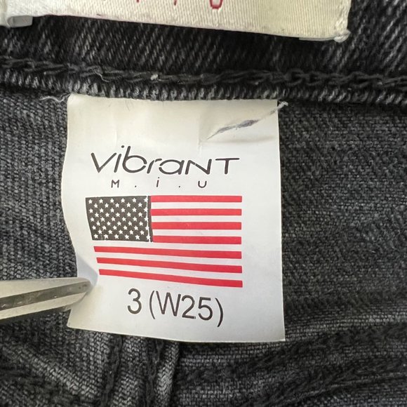 Vibrant MIU Womens Busted Mom Jeans Black Distressed Ripped Cropped size 25 - Picture 12 of 14